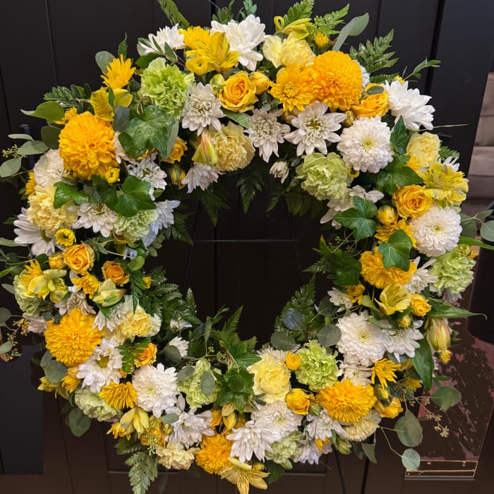 Sympathy Sun Wreath: reference floral photograph