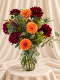 Orange + burgundy dahlias