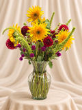 Sunflowers + burgundy dahlias